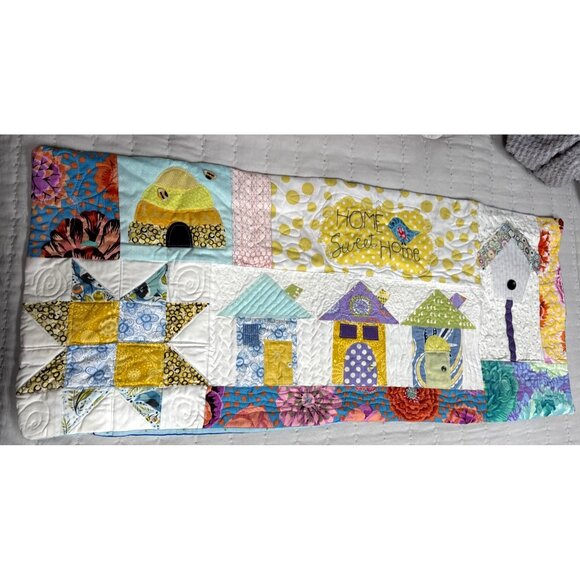 Handmade Quilted pillow sham sampler with applique New! Decorative Pillow Sham - Picture 1 of 7